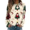 Women's Fashion Casual Long Sleeve Christmas Printed Neck Sweatshirt Top