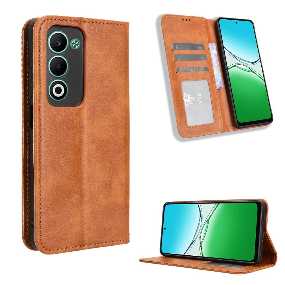 For Oppo A5 4G Leather Case Wallet Stand Retro Texture Phone Cover