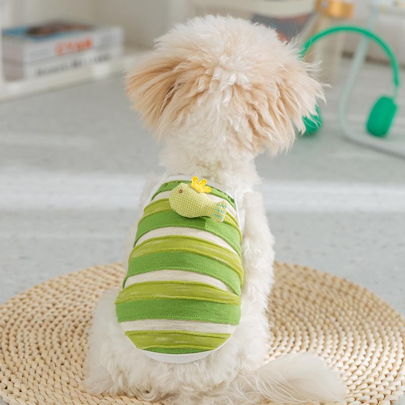 

Striped fish leash sling dog clothes small dog puppy vest spring and summer breathable cat pet clothes XXL (recommended weight 15-10 kg)