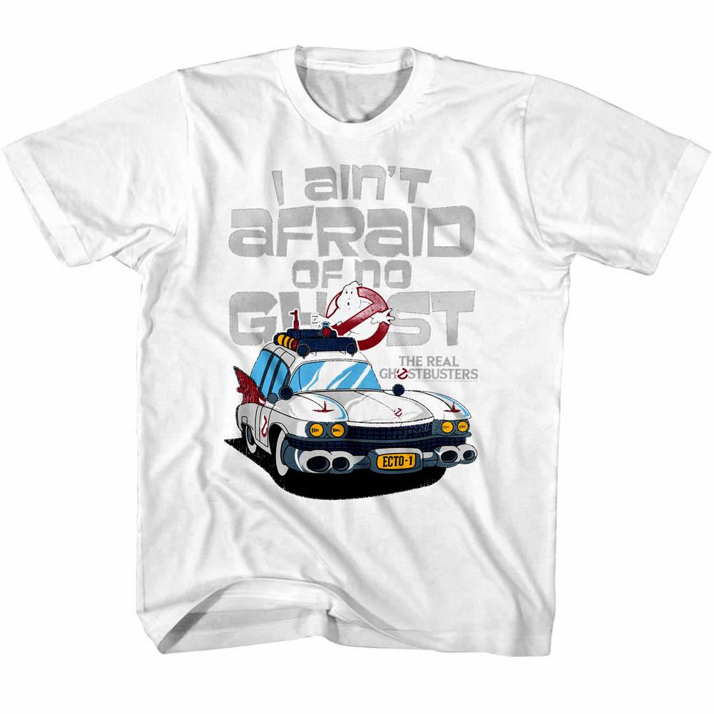 Ghostbusters Kids T Shirt I Ain t Afraid of No Ghost Ectomobile ECTO-1 Car White XXXL