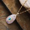 Exquisite natural stone water drop copper splicing turquoise pendant, fine handmade chain necklace, niche stacking and wearing Ins jewelry