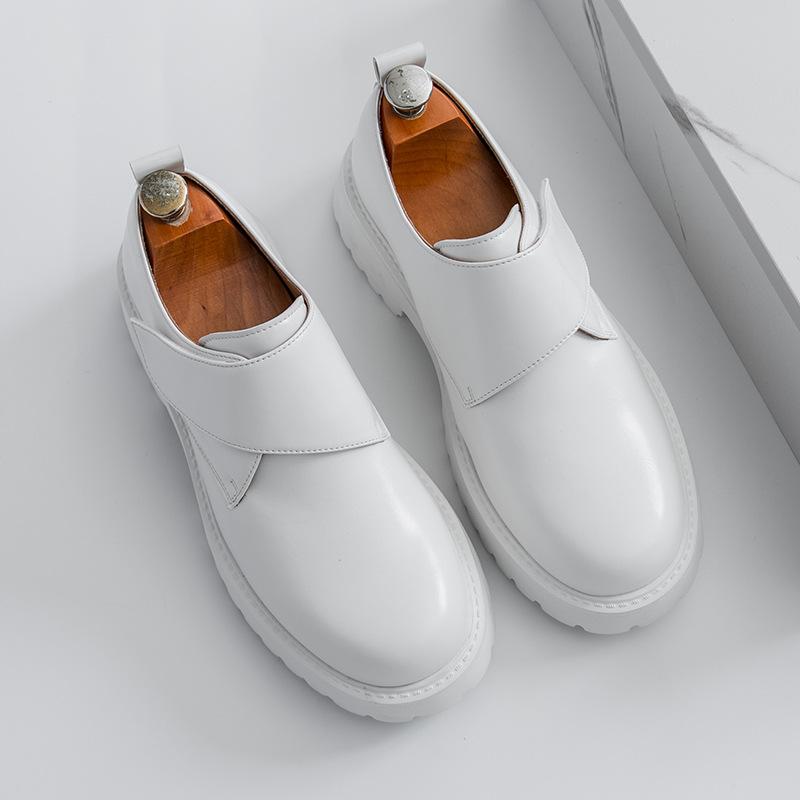

20252025 Xiyin white leather shoes men s British platform casual shoes business round head suit shoes 46