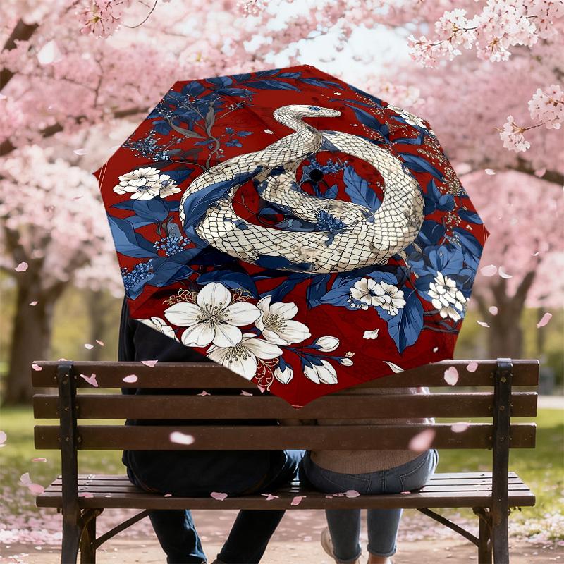 1PC Snake Flowers Umbrella-8-Rib Reinforced Portable Folding Travel Suitable for All Seasons Outdoor Daily Use Is an Ideal Choice -K0416