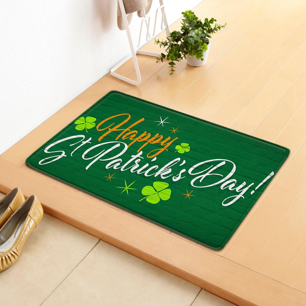 Irish Door Mat St. Patrick'S Day Absorbent Floor Mat Bedroom Shamrock Non-Slip Carpet