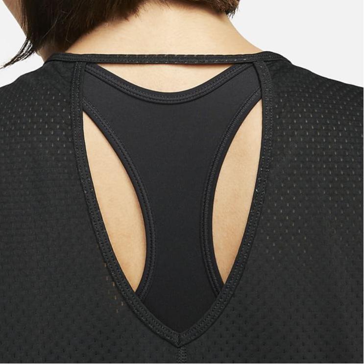 Nike Dri-Fit One Breathe Solid Backless Round Neck Short Sleeve T-Shirt Women Tops Black DX0132-010