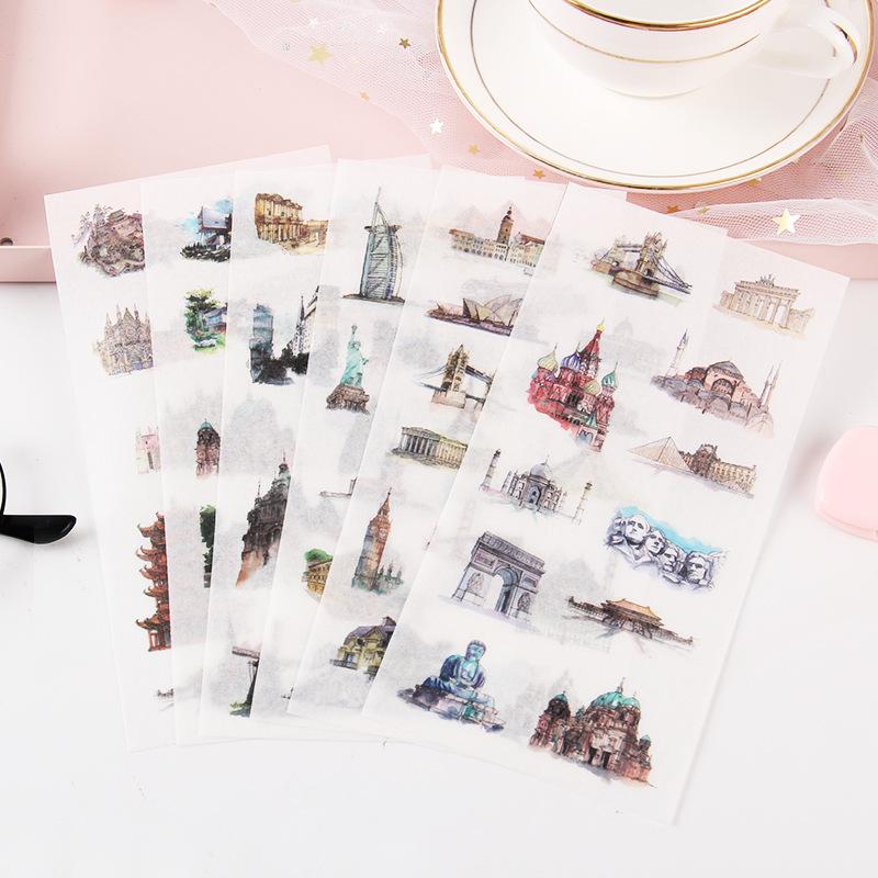6sheets/set Cute Stickers Flower Cat Butterfly Washi Paper Stickers Pack Scrapbooking Supplies Japanese Kawaii Stationery