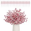 20Pcs Artificial Snow Red Berry Pick Branch Christmas Holly Berries Stem Faux Plants Branch Xmas Holiday Wedding Party Home Decoration