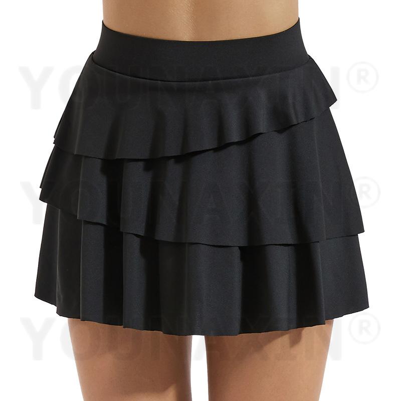 Damen Tennis Culottes Yoga Hohe Taille Tasche Fitness Plissee Rock Training Athletisch Laufen Sportshorts Futter S M L XL 2XL