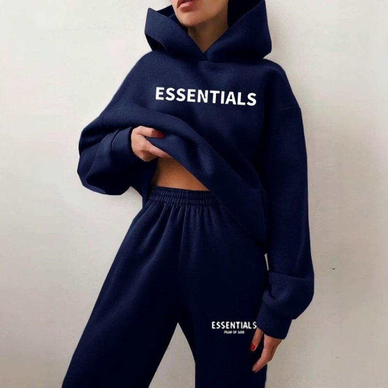 Couple Hoodie Set Womens 2-Piece Printed Tracksuit Casual Streetwear Fall Winter