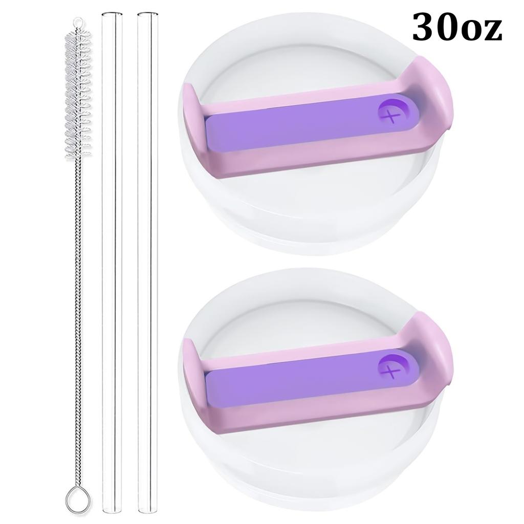 30oz/40oz Tumbler Lid Replacement Fit for Stanley Cup, 2 Pack Replacement Tumbler Lids , with 2 Straws and 1 Cleaning Brush