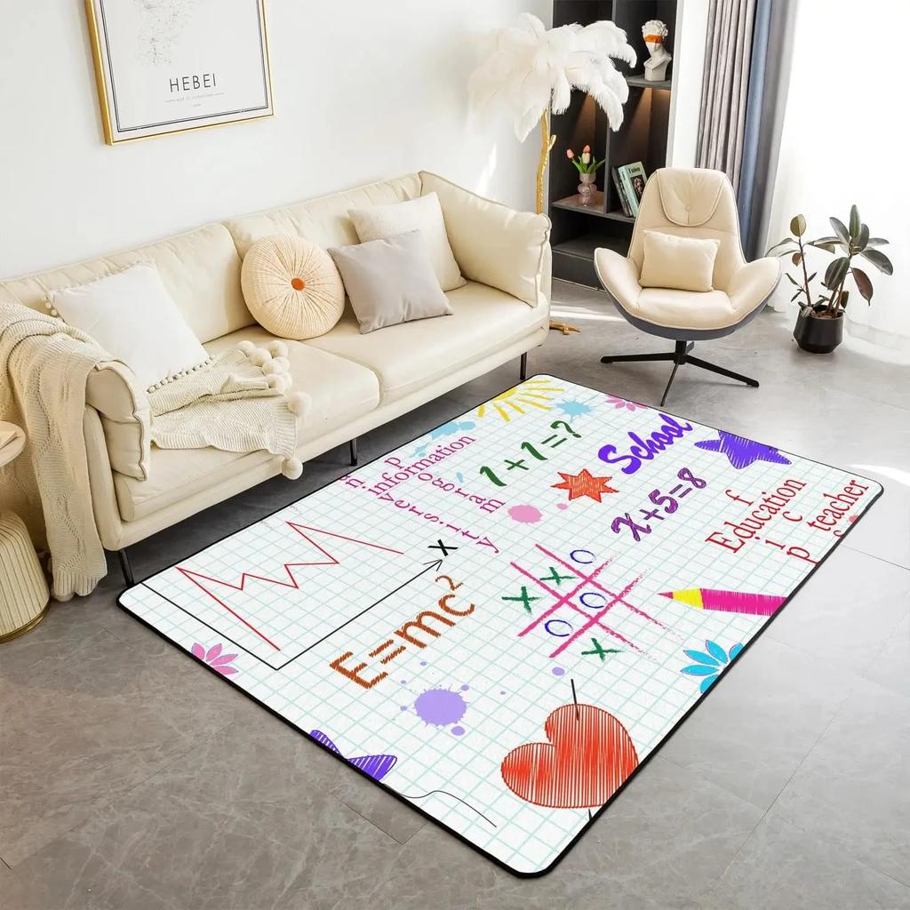 Math Theme Area Rug Math Equation Rugs for Boys Girls Math Geometry Science Style Carpet Mathematics Formula Indoor Floor Mat