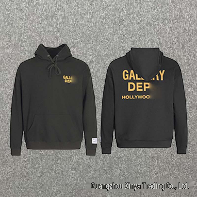 GALLERY DEPT Bluza Unisex z Kapturem Bawełniana z Plamami Farby Graffiti - Jesienna Luźna