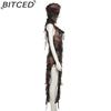 BITCED Summer Women's Solid-Color Slim-Fit Streetwear U-Neck Sleeveless Split Dress