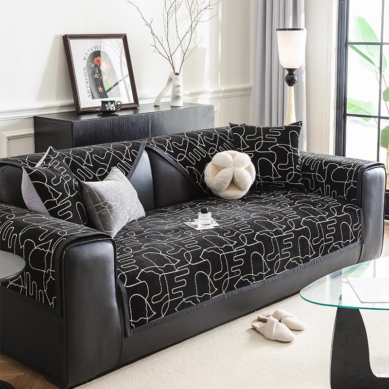 

Light Luxury Chenille Sofa Cushion, Universal Non-Slip Seat Cushion For All Seasons, Sofa Cover, Living Room Sofa Cover Cloth Towel 70*70cm чёрный