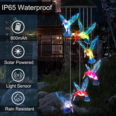 1PC Solar Light Blue Hummingbird Wind Chimes Outdoor Decor Yard Decor For Christmas Gardening Gift Birthday Gift