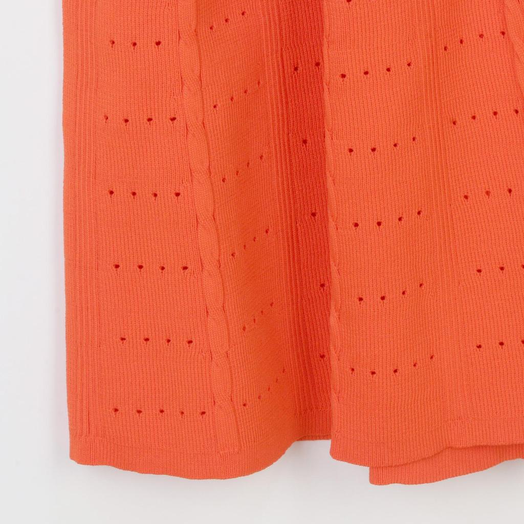 Elegant French Knit Short-Sleeve Hollow-Out Long Dress - Waist-Slimming and Single-Breasted Design