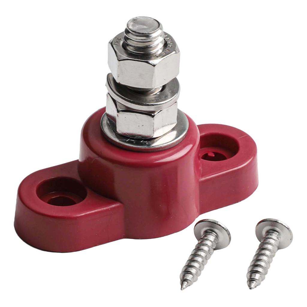 Red And Black Power Stud For RVs For Solar Battery Junction Box For All 12V 24V Wide Application Battery Terminal Block Brass