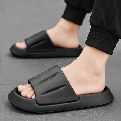 2024 Summer New Men's One-word Slippers Indoor Bathroom Home Shoes Live Broadcast Thick-soled Outdoor Sandals