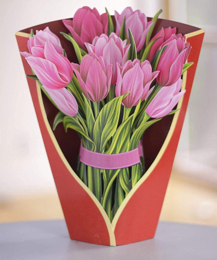 3D Pop-up Mother's Day Greeting Card with Hand-held Flowers