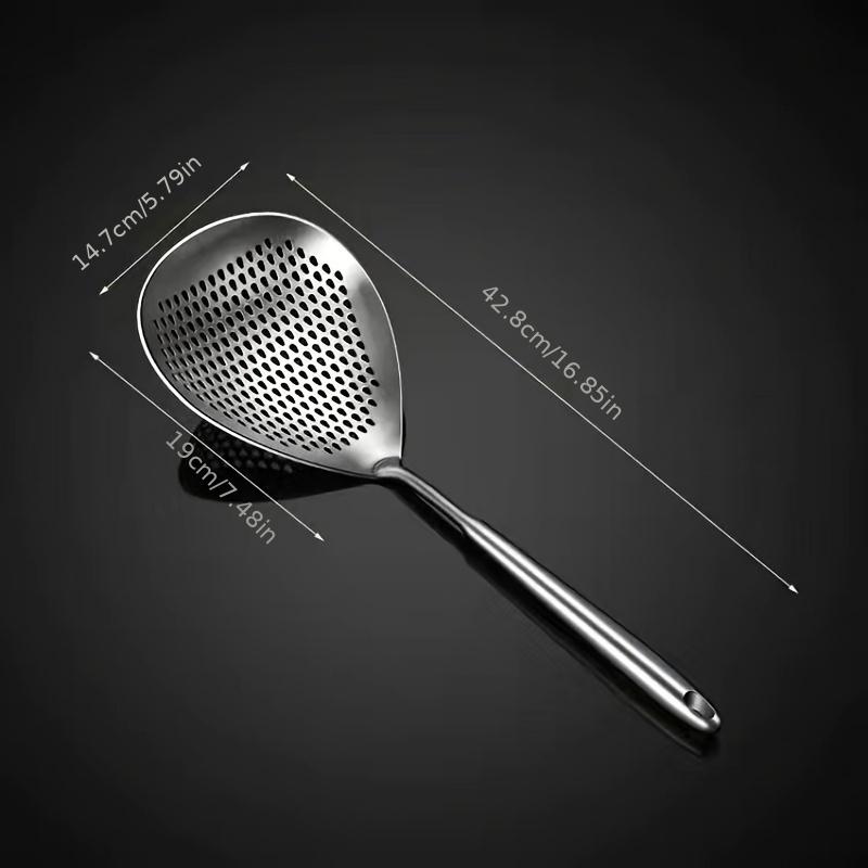 

1pc 304 Stainless Steel Large Colander Skimmer, Kitchen Strainer For Frying & Hot Pot, Draining Accessory For Cooking & Baking, Durable Stainless Steel Handle