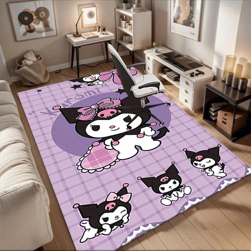 1pc Sanrio Kuromi Mermaid Printed Office Carpet Rectangle Rug Under The Table,Perfect Room Decor for Living Room, Bedroom, Kitchen, Non-slip Floor Mat
