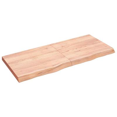 Vidaxl Półka, Brązowa, 140X60X(2-6) Cm, Lakierowane Lite Drewno Dębowe