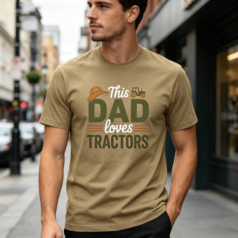 Funny This Dad Loves Tractors Print Tshirt Unisex Summer Hip Hop Streetwear Crew Neck Cotton Blend Tee
