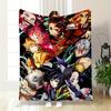 Colorful Anime Character Collage Warm Blanket Design. Flannel Blanket for Bedroom, Living Room, Sofa, and Nap Sofas.
