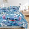 Stitch'S Floral Adventure Print 3Pcs Bedding Setduvet Cover With 2 Bedropillowcase Home Birthday Gift