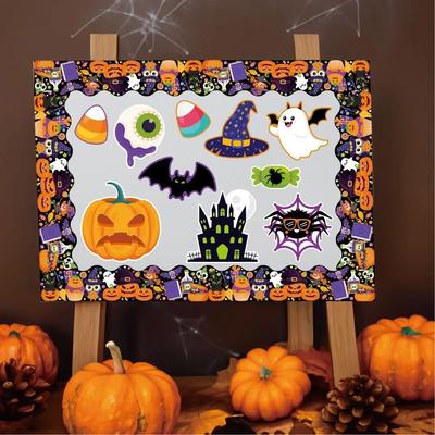 Halloween Wandaufkleber Raumdeko Halloween Party Hintergrund Set Pappe Totenkopf Happy Halloween Dekoriertes Bulletin Board