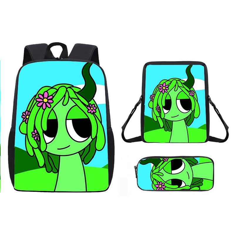 Incredibox Sprunki Pattern Backpack Shoulder Bag Pencil Case Three Set Piece