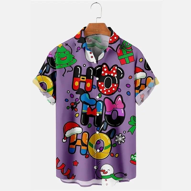 Camicia Casual Natalizia Stile Hawaiano Cardigan da Uomo per Capodanno Camicia a Maniche Corte Camicia da Uomo alla Moda