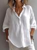 Linen Long Sleeve Lazy Style Button-Up Lapel Shirt