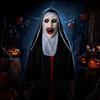 Mask Frightening Nun Costume Synthetic Latex Street Style Horror Accessory Realistic Details Halloween Horror Theme Events
