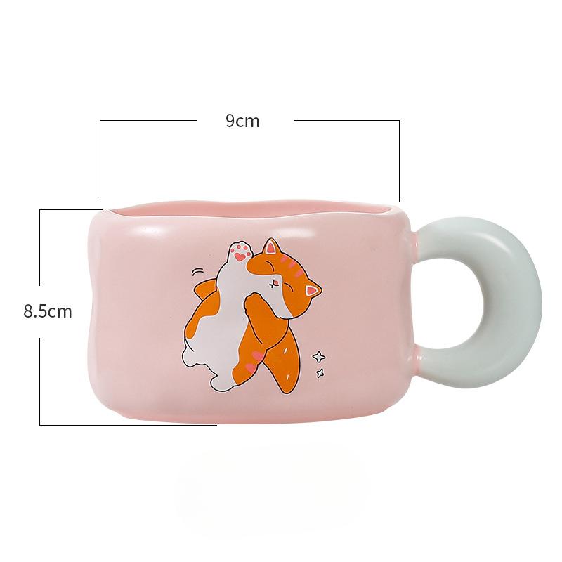 Bread Cute Cartoon Cat Single Cup High Value Ceramic Cup Portable Household Mug Birthday Gift Water Cup