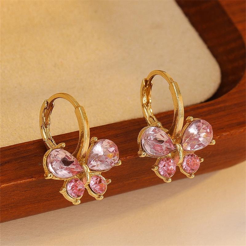 

Високоякісні сережки-бантики з корейського кришталю - Простий та трендовий модний аксесуар рожевий