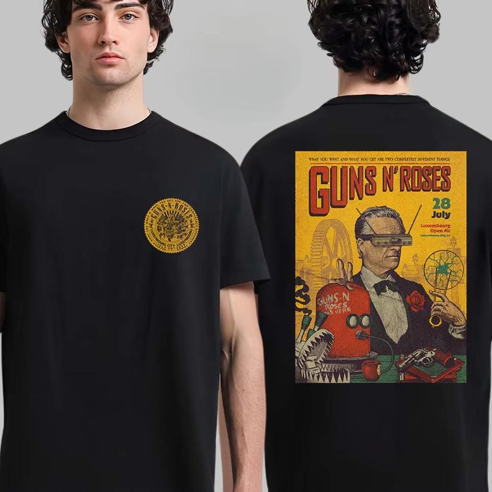 2026 Summer Guns N Roses pure Cotton Band Shirt Unisex Summer Short Sleeve Fashion Brand Tee Luxury Casual Vintage Tshirt