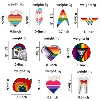 LGBT Pride Enamel Pins Custom Rainbow Book Cats Feather Tooth Heart Shape Brooches Lapel Badges Jewelry Gift for Partner Lover