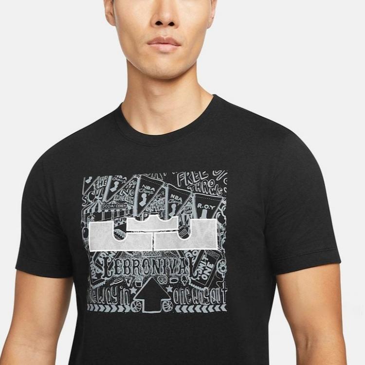 Nike T Shirts Men's Black Crew Neck Moderate Straight Fit DQ1884-010