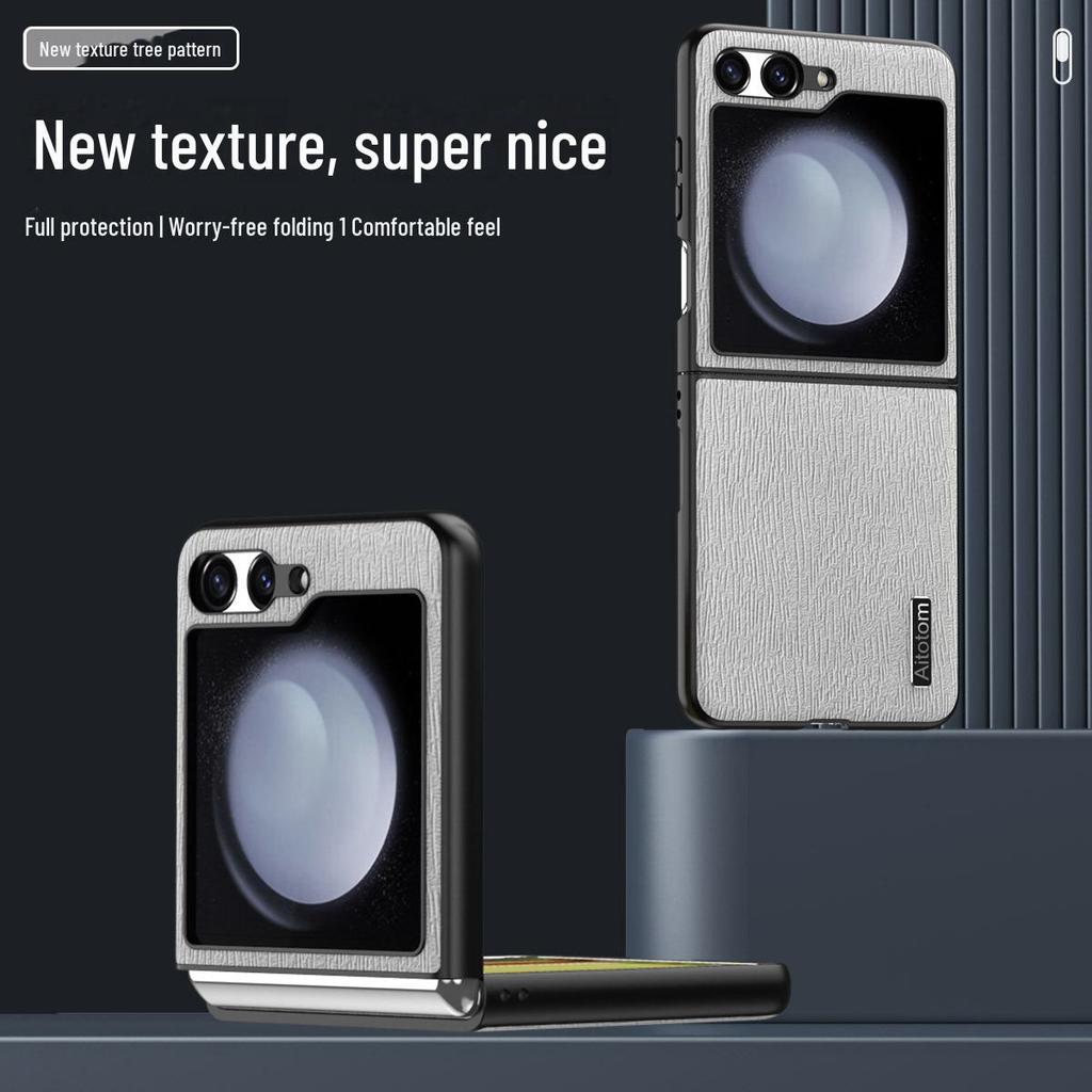 Samsung Z Flip5 Ultra-Thin Hard Shell Protective Case for Folding Screen – W23Flip Bark Design.