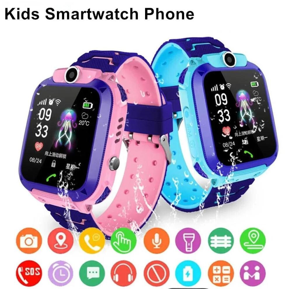 (pink waterproof) Q12 Kids Smart Watch IP67 Waterproof Outdoor Sports Children Phone Watch