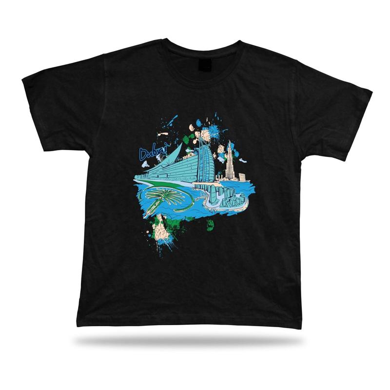 Dubai City Palm Island Vector Modern T Shirt Tee Idea Special Textile Apparel