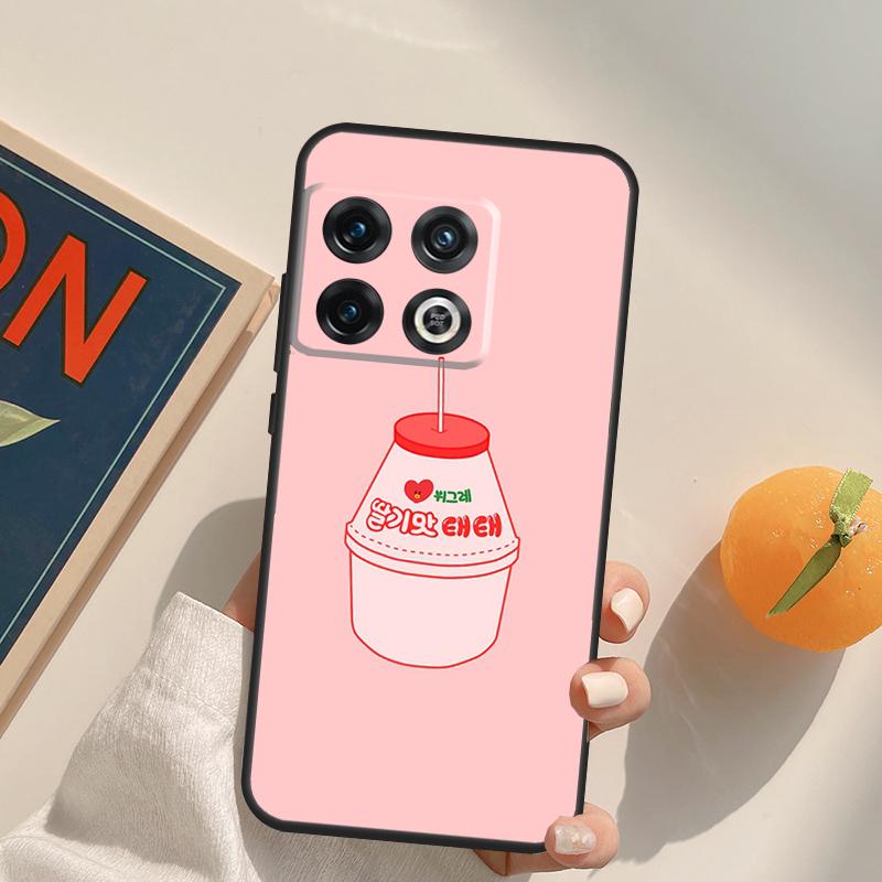 Kawaii Strawberry Milk Case For OnePlus 15 13 12 11 13R 12R 10T 8T 13T OnePlus Nord 5 CE 3 2 4 Lite N20 N30 Cover