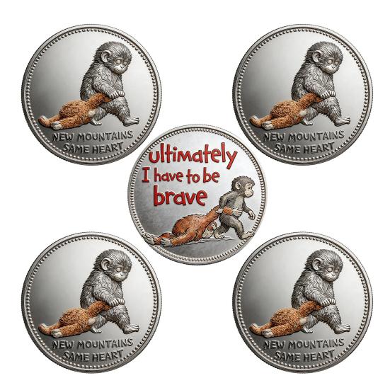 Emotional Support Coin Inspirational Monkey Challenge Pocket Coin Double?Sided Collectible Token for Friends Family Motivation Keepsake