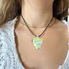 Stylish Glass Heart Necklace Women Girls Handmade Black Rope 3D Heart Pendant Necklace Valentine Birthday Choker Chain