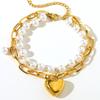 Stainless Steel Bracelets Elegant Light Luxury Exquisite Hanging Peach Heart Zircon Bracelets For Women Zircon High-end Banquet