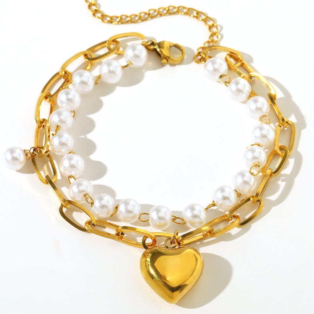 Stainless Steel Bracelets Elegant Light Luxury Exquisite Hanging Peach Heart Zircon Bracelets For Women Zircon High-end Banquet