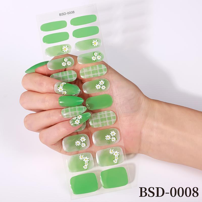 22Tips Flowers Gel Nail Strips Full Cover 3D Fresh Floral Baking-Free Gel Nail Stickers DIY Manicure Decoration