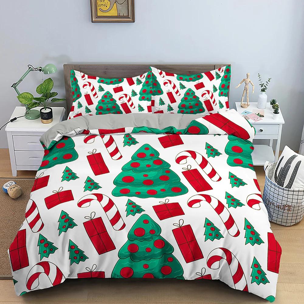 Comforter Christmas Bedding Set 3D Print Santa Claus King Queen Single Double Size Kids Polyester Bedding Set No Bed Sheet