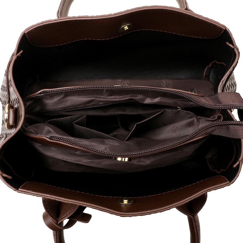 Damska torba na ramię crossbody z PU, pleciona, dużej pojemności